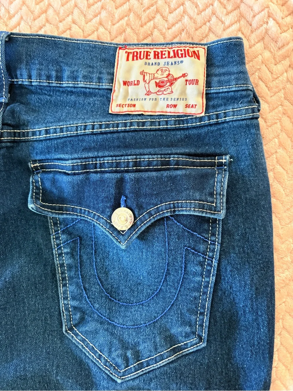 True Religion Men's Dark Blue Relaxed Straight Jeans Size 34